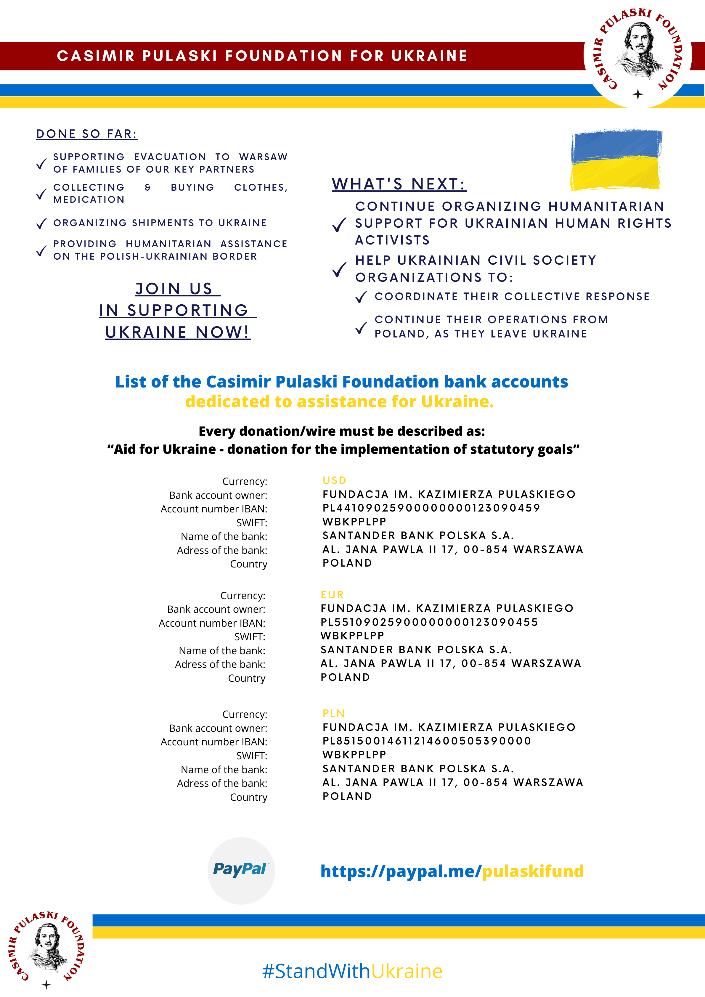 CASIMIR PULASKI FOUNDATION FOR UKRAINE
